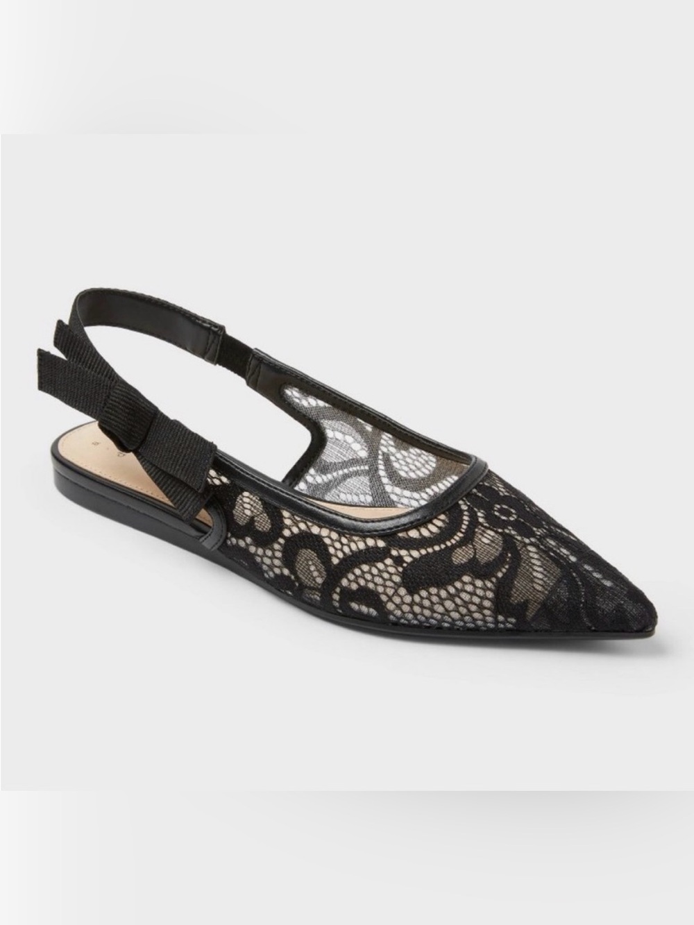 A New Day London Lace Slingback Bow Flats